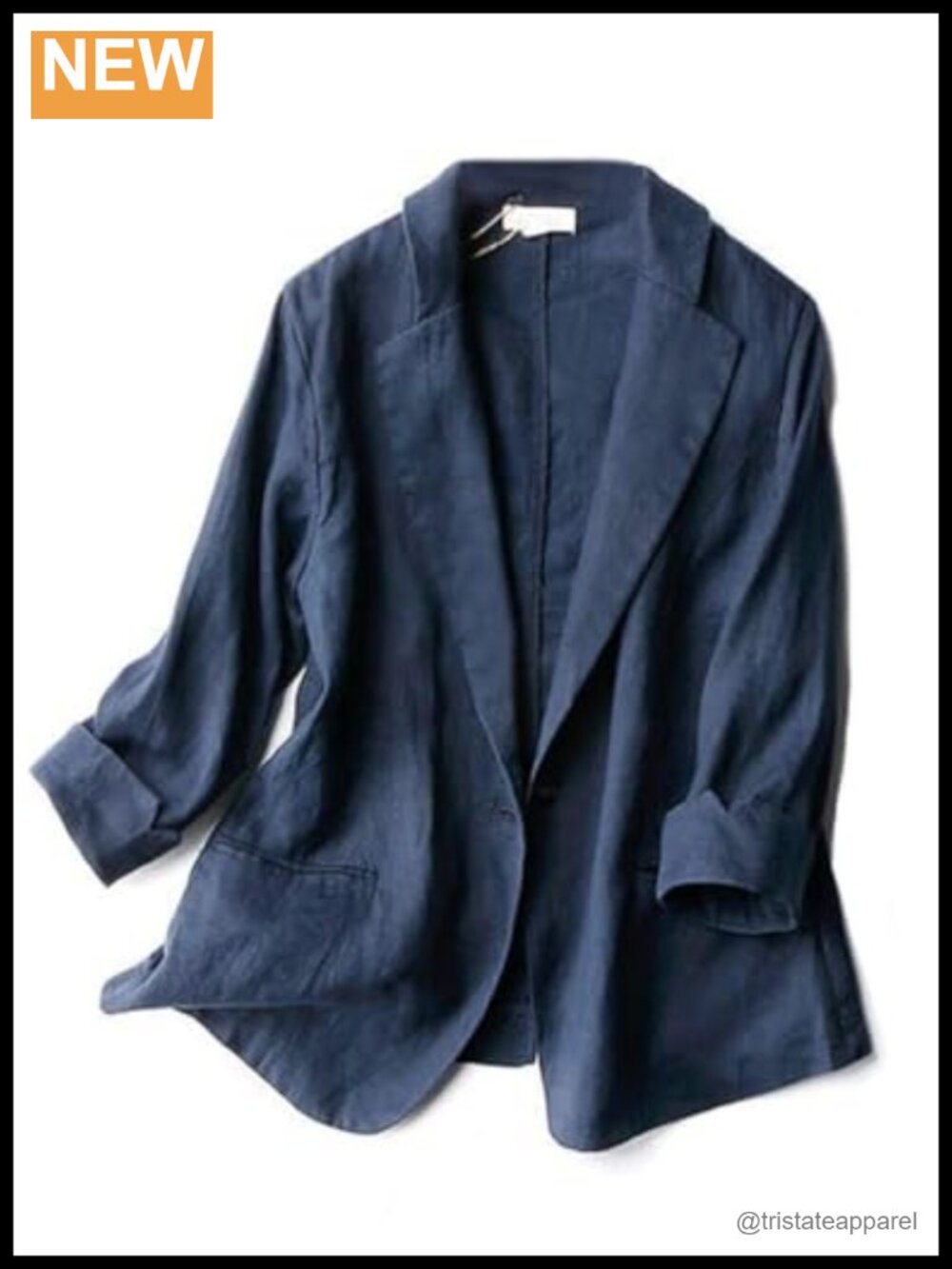 Linen Blazer Jacket One Button 3/4 Sleeve Lapel Casual Work Suit